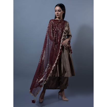 Rishi & Vibhuti Metallic Embellished Anarkali With Palazzo (Set of 2)