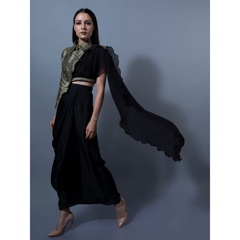 Rishi & Vibhuti Black Skirts With Blouse (Set of 2)