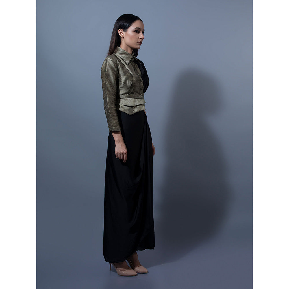 Rishi & Vibhuti Black Skirts With Blouse (Set of 2)