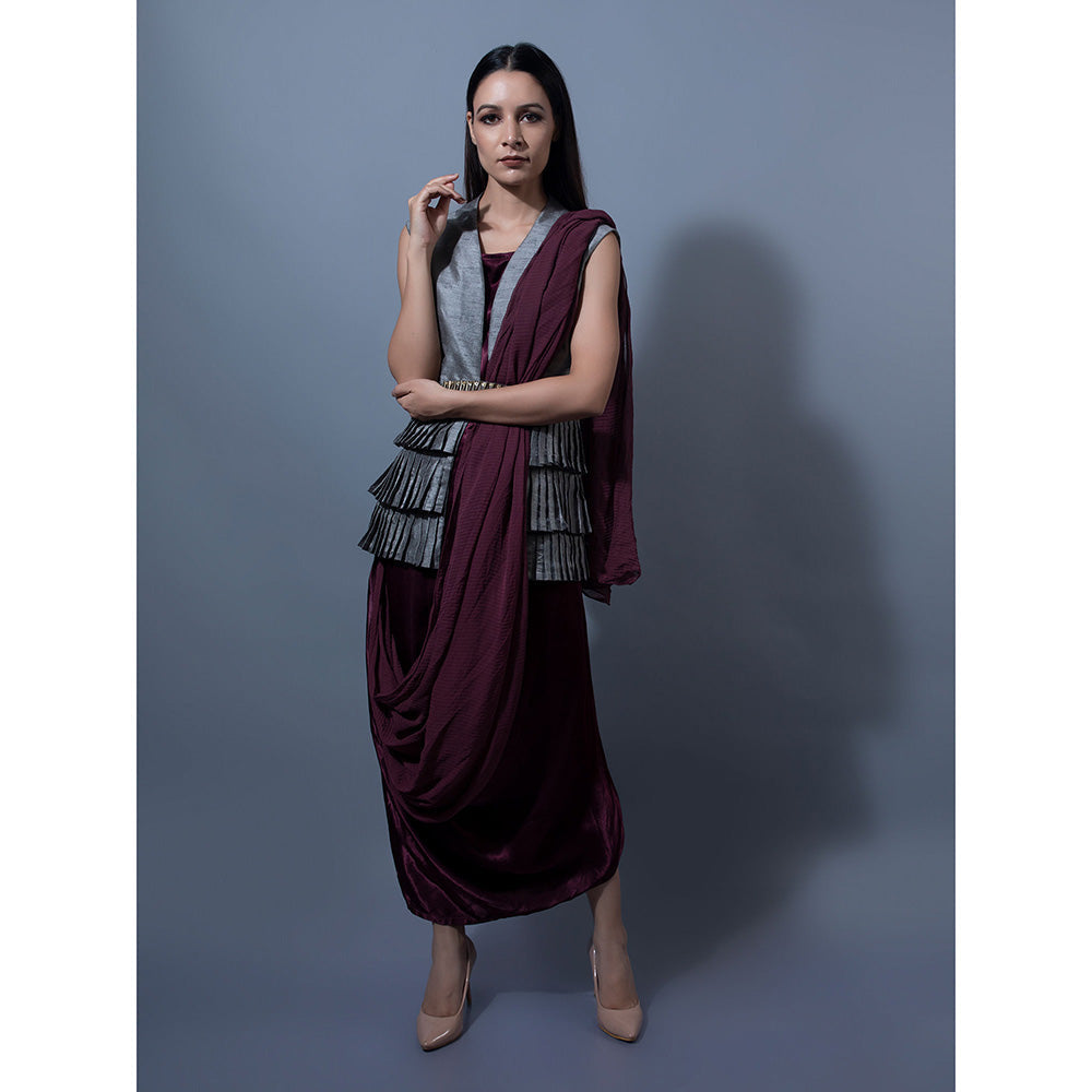 Rishi & Vibhuti Solid Burgundy Dresses