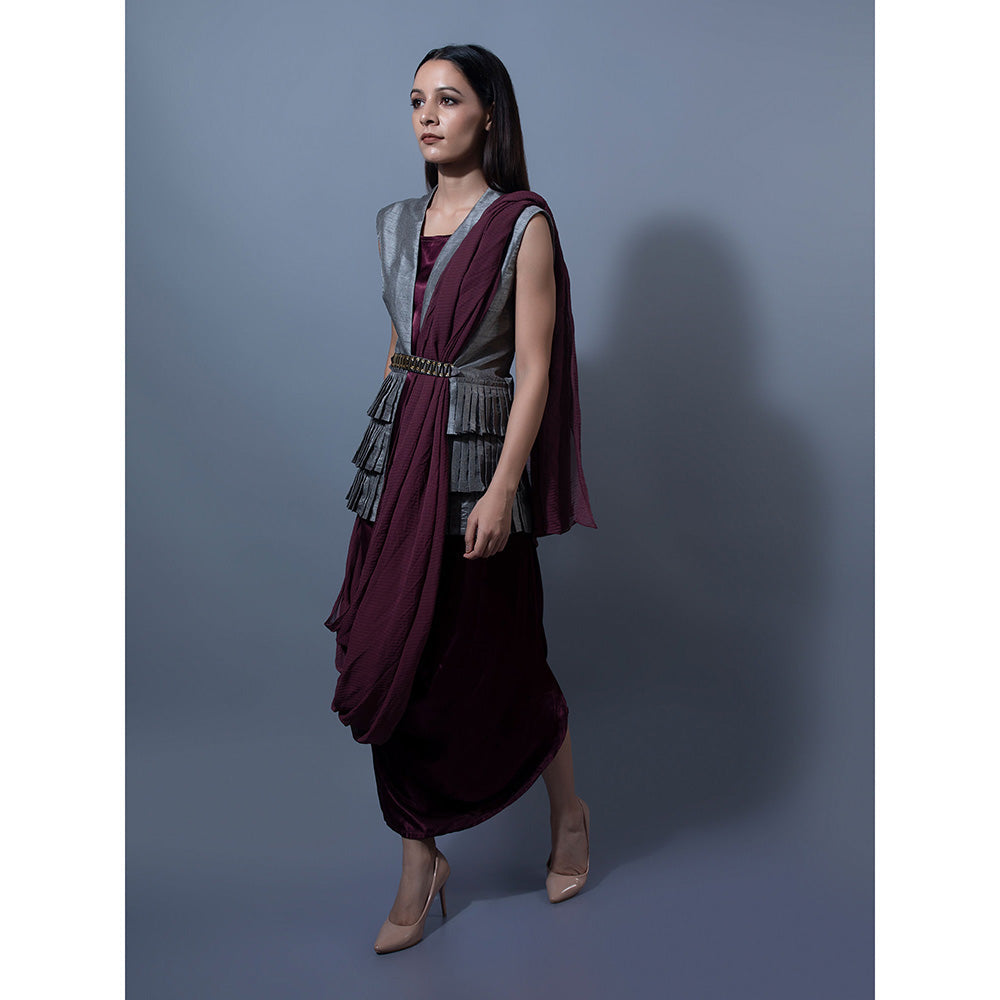 Rishi & Vibhuti Solid Burgundy Dresses