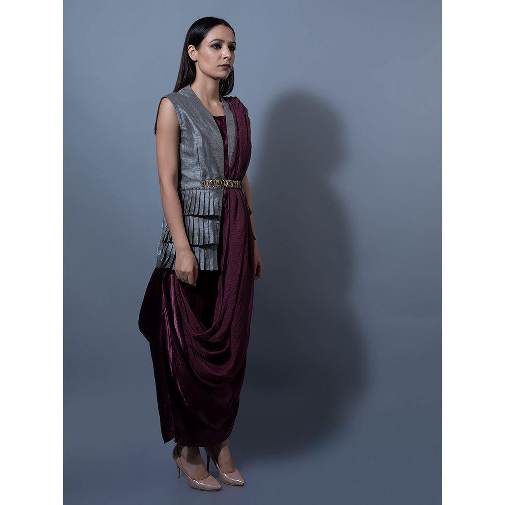 Rishi & Vibhuti Solid Burgundy Dresses