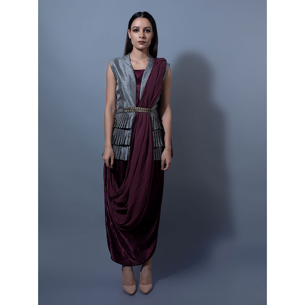 Rishi & Vibhuti Solid Burgundy Dresses