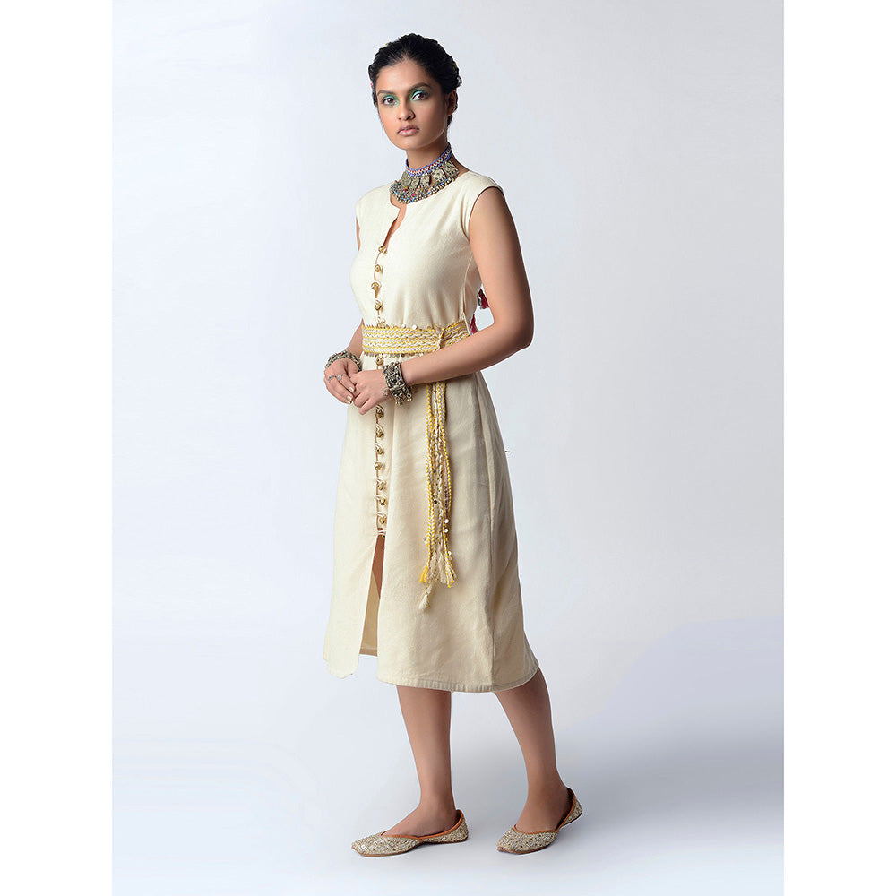 Rishi & Vibhuti Ivory Dafodil Knee Length Dress