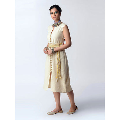 Rishi & Vibhuti Ivory Dafodil Knee Length Dress