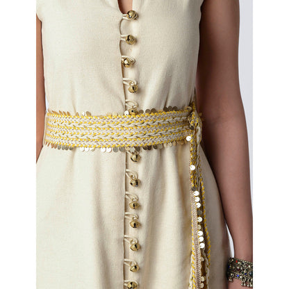 Rishi & Vibhuti Ivory Dafodil Knee Length Dress