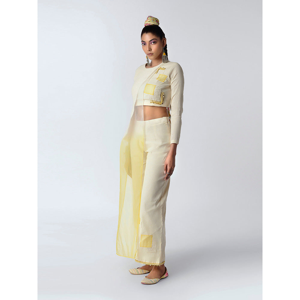 Rishi & Vibhuti Cream Yellow Carnation Pant Set