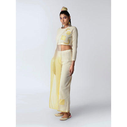 Rishi & Vibhuti Cream Yellow Carnation Pant Set
