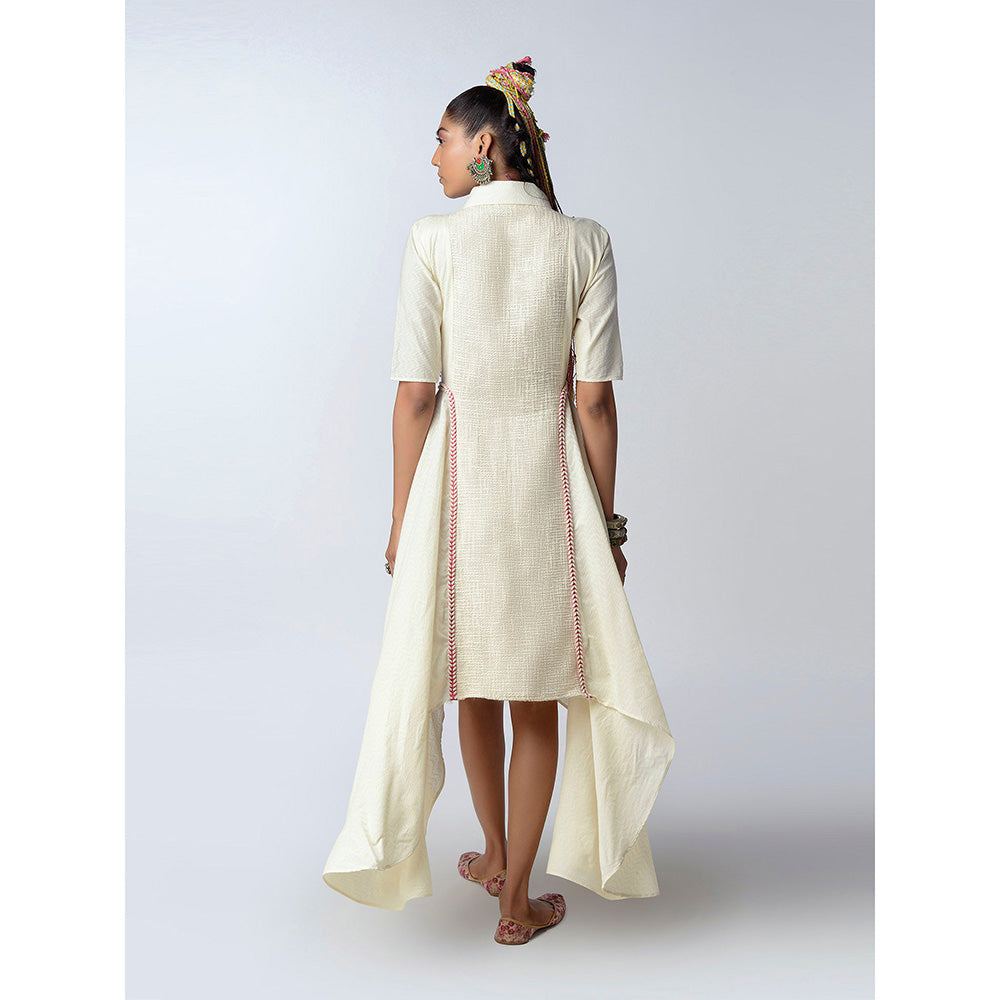 Rishi & Vibhuti Cream Pink Tales High Low Dress