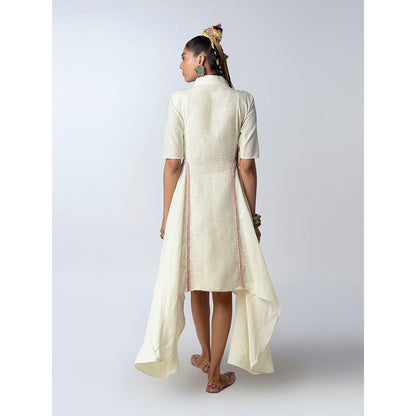 Rishi & Vibhuti Cream Pink Tales High Low Dress