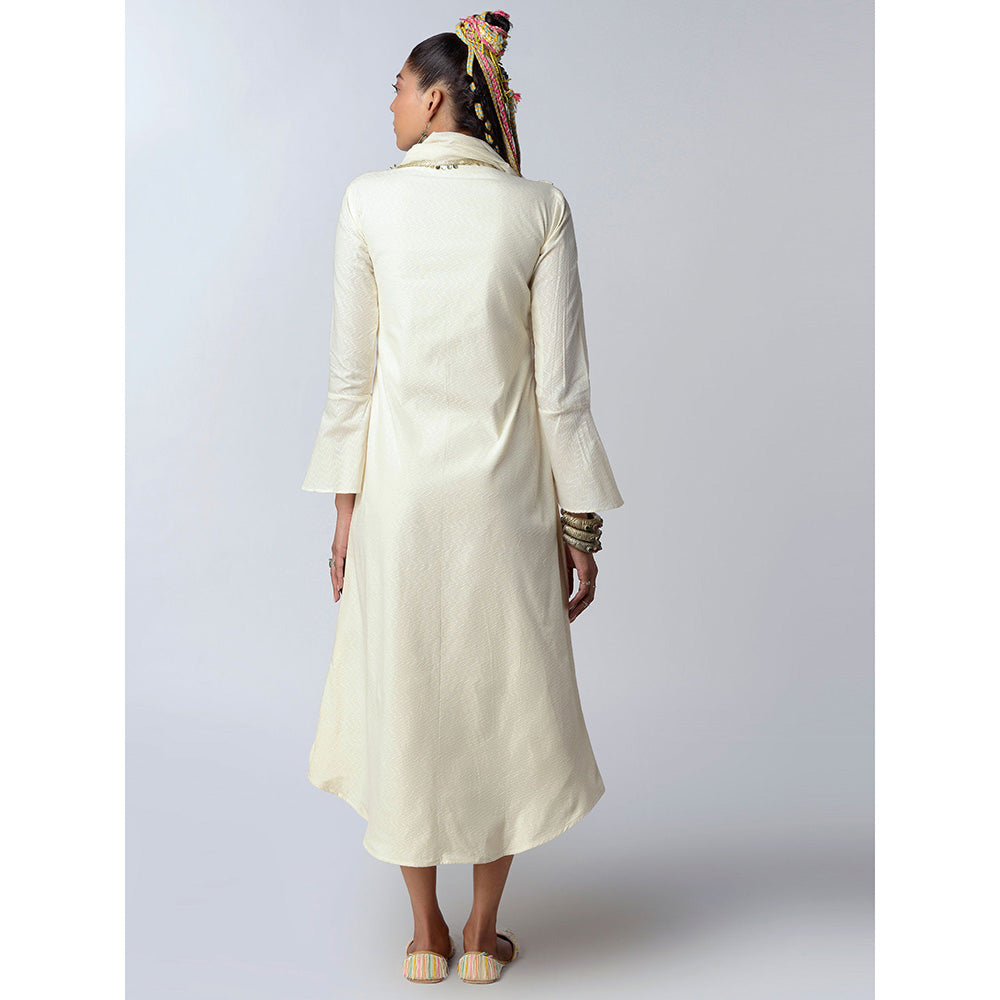 Rishi & Vibhuti Beige Tinsel Crush Ethnic Dresses