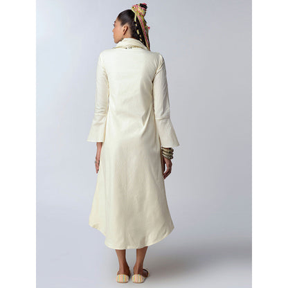 Rishi & Vibhuti Beige Tinsel Crush Ethnic Dresses