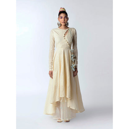 Rishi & Vibhuti Ivory Mastani 2.0 With Pant & Contemporary Dupatta (Set of 3)