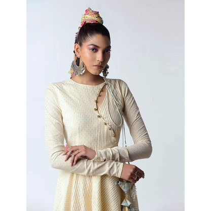 Rishi & Vibhuti Ivory Mastani 2.0 With Pant & Contemporary Dupatta (Set of 3)