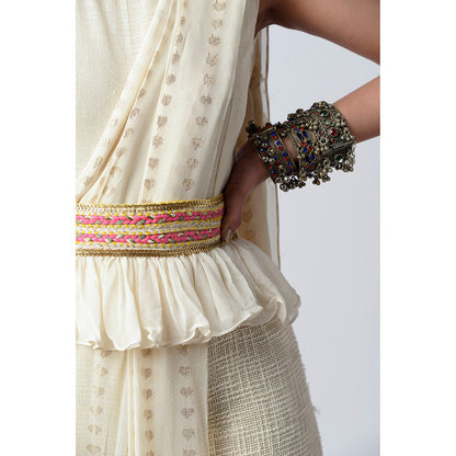 Rishi & Vibhuti Ivory Bff Jumpsuit With Attached Dupatta