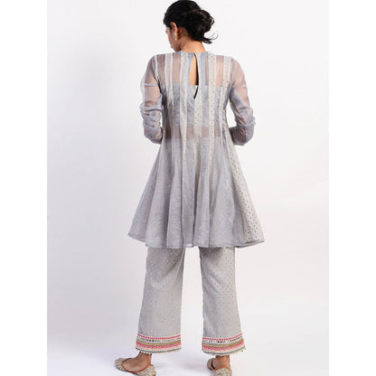 Rishi & Vibhuti Grey Breeze Embellished Kurta & Pant (Set of 2)