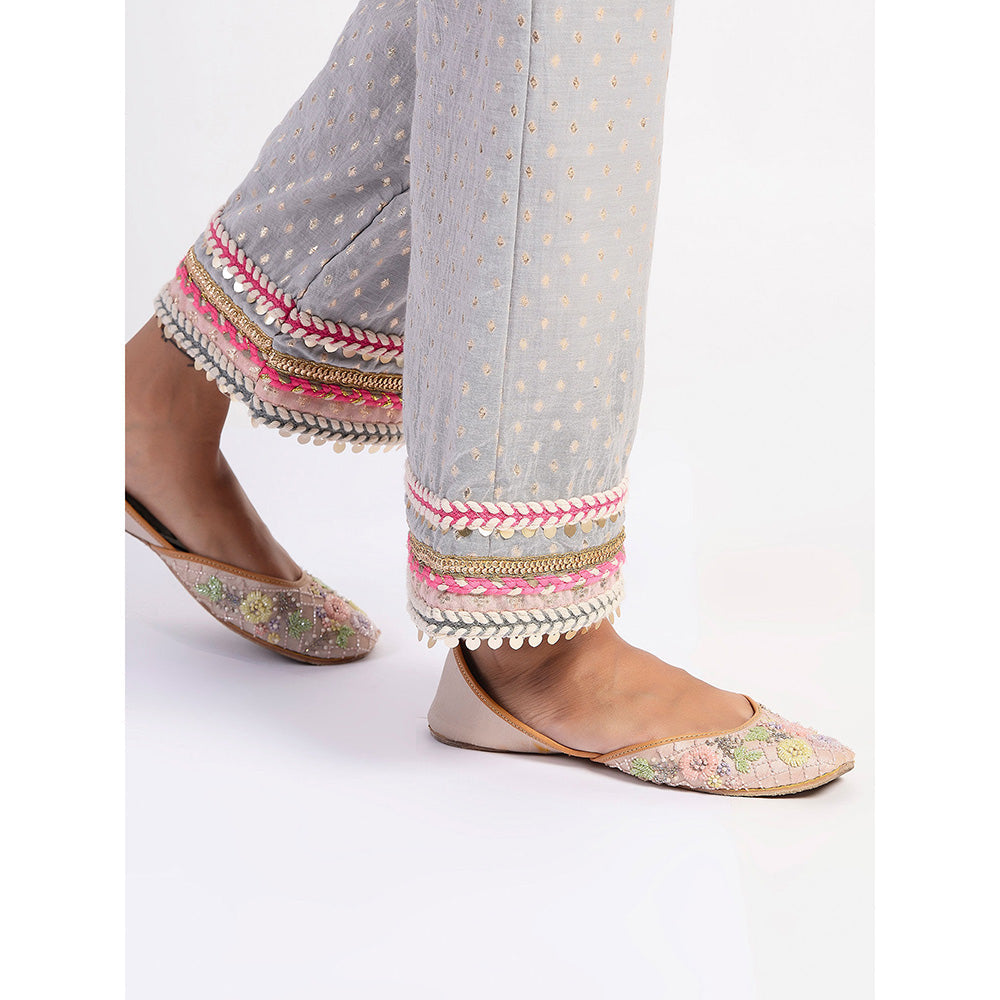 Rishi & Vibhuti Grey Breeze Embellished Kurta & Pant (Set of 2)