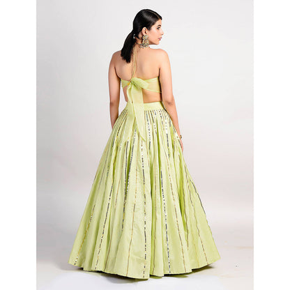 Rishi & Vibhuti Frisco Green Lehenga And Blouse (Set of 2)