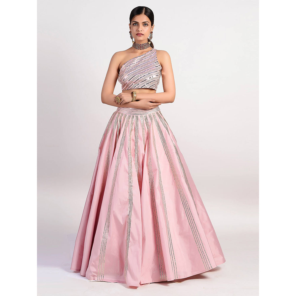 Rishi & Vibhuti Stereo Pink Lehenga And Blouse (Set of 2)
