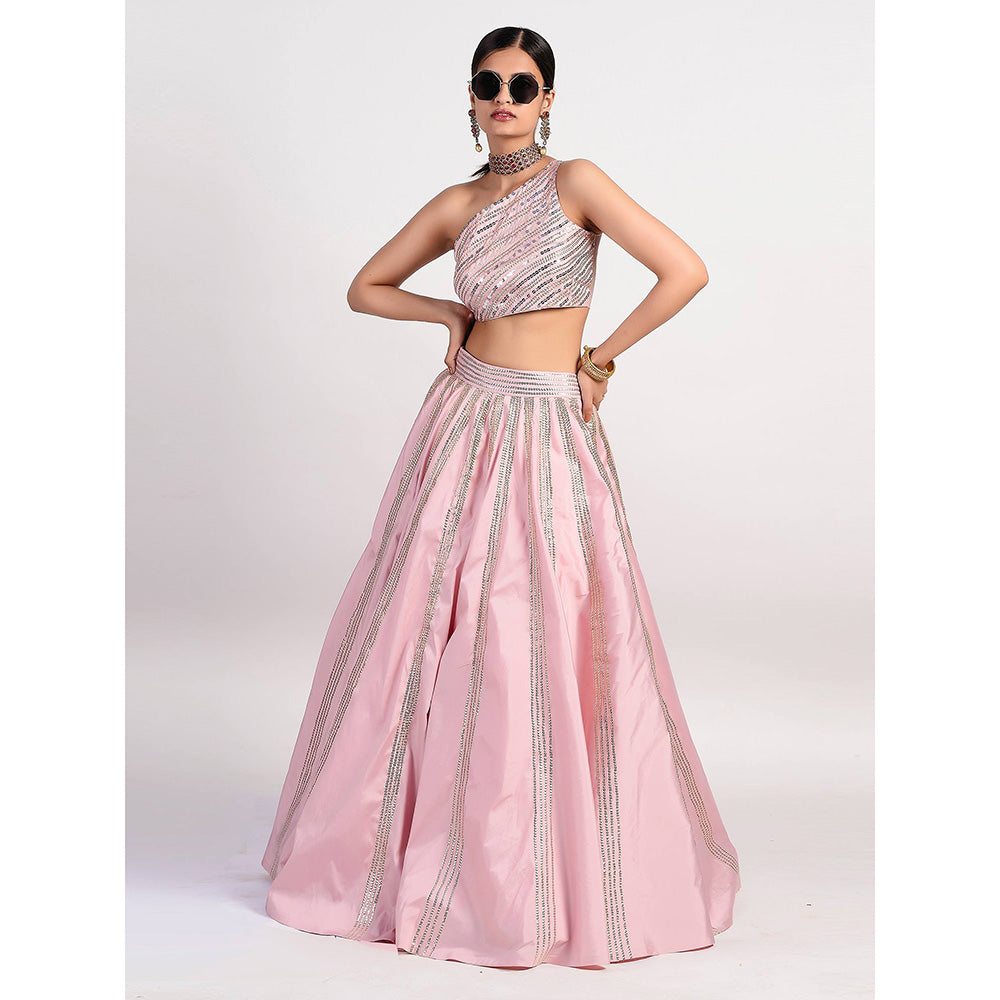 Rishi & Vibhuti Stereo Pink Lehenga And Blouse (Set of 2)