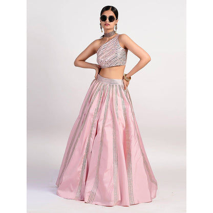 Rishi & Vibhuti Stereo Pink Lehenga And Blouse (Set of 2)