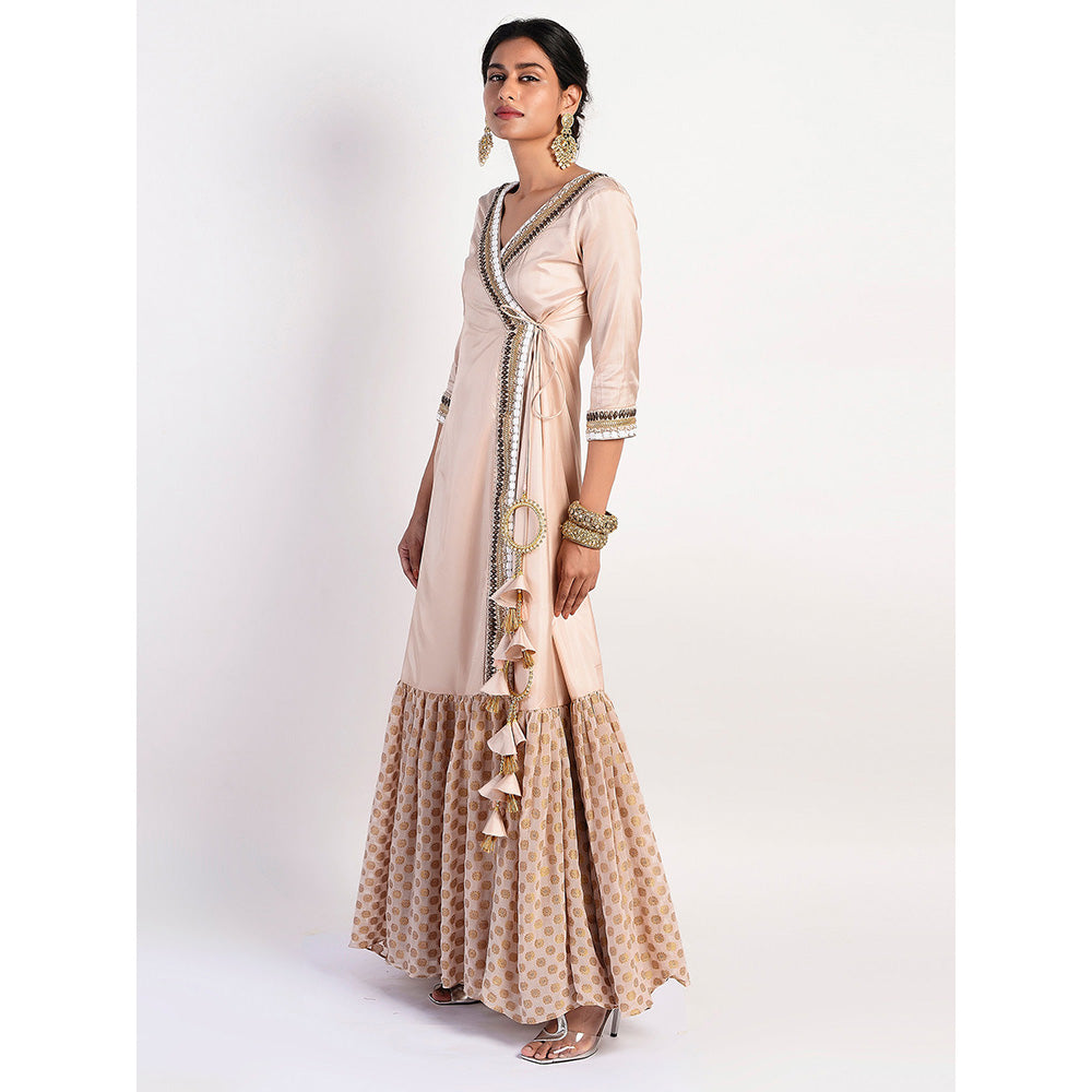 Rishi & Vibhuti Peach Embellished Dress
