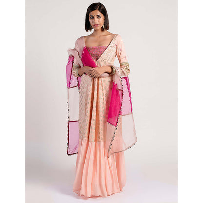 Rishi & Vibhuti Peach Printed Dress
