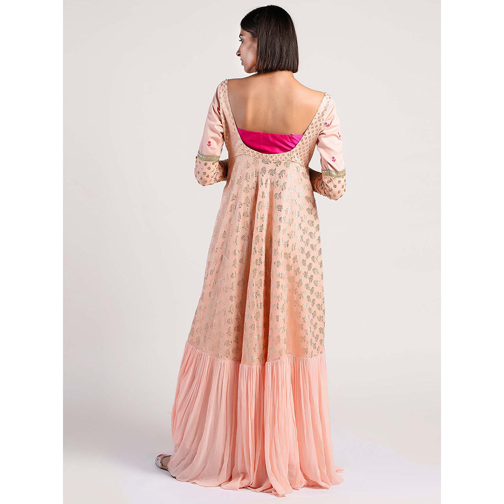 Rishi & Vibhuti Peach Printed Dress