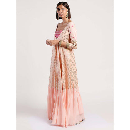 Rishi & Vibhuti Peach Printed Dress