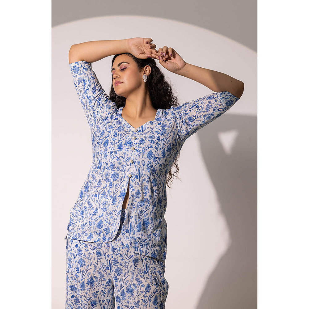 RITIKA GUPTA Harper Blue Print Boxy Co-Ord Set