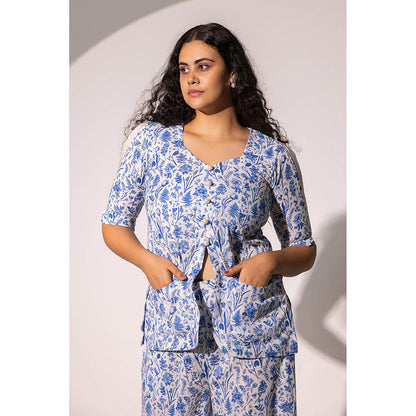 RITIKA GUPTA Harper Blue Print Boxy Co-Ord Set