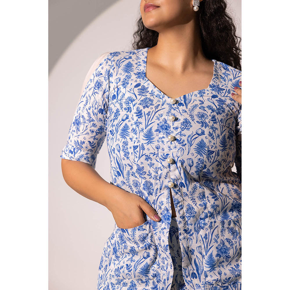 RITIKA GUPTA Harper Blue Print Boxy Co-Ord Set