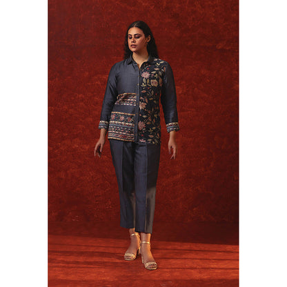 RITIKA GUPTA Navy Blue Printed Co-Ord Set