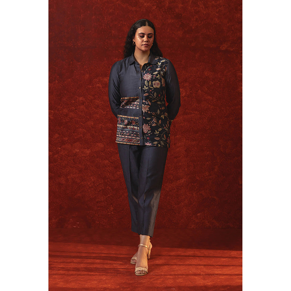 RITIKA GUPTA Navy Blue Printed Co-Ord Set
