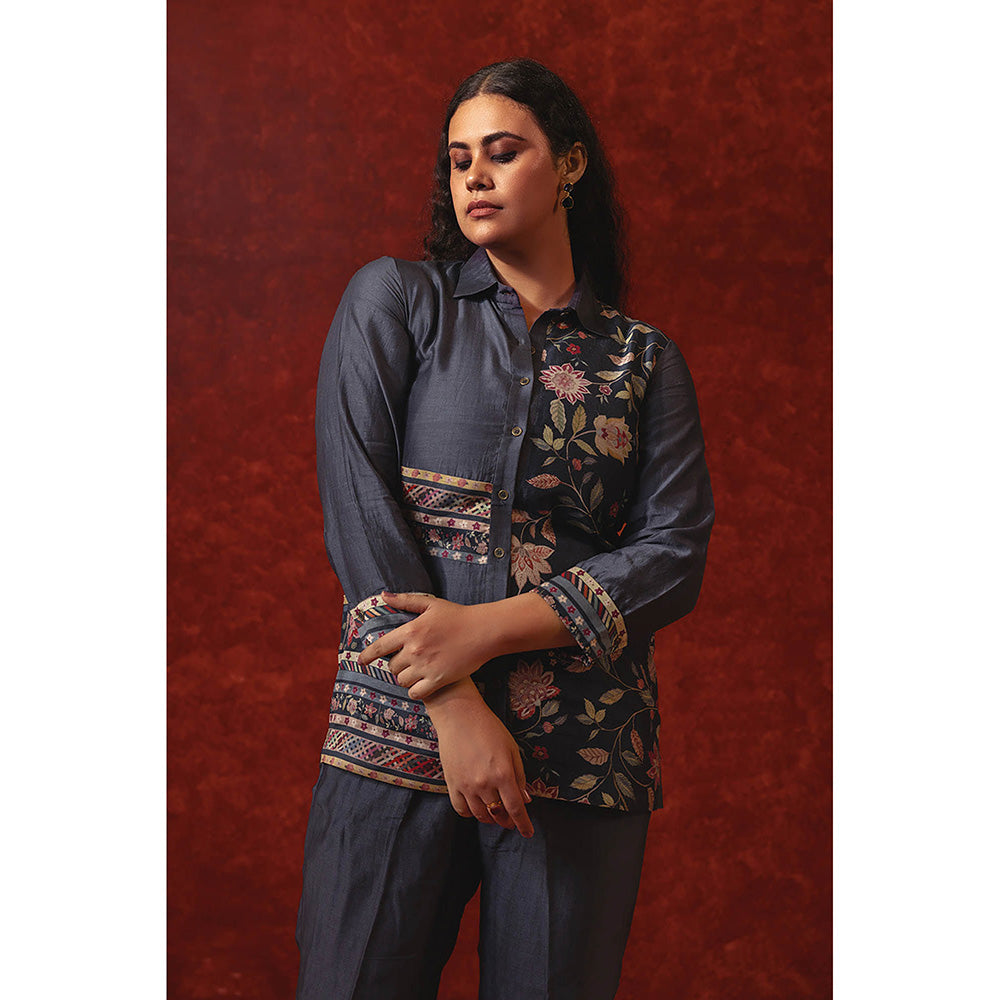 RITIKA GUPTA Navy Blue Printed Co-Ord Set
