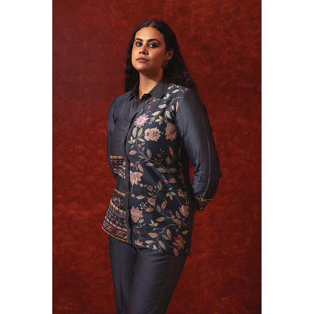 RITIKA GUPTA Navy Blue Printed Co-Ord Set