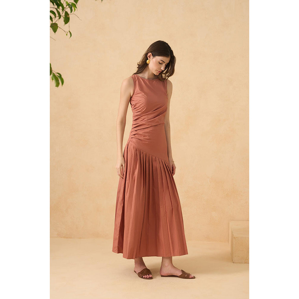 RITIKA GUPTA Rust Glow Tides Dress