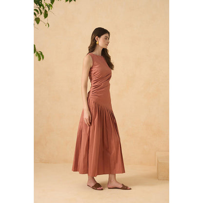 RITIKA GUPTA Rust Glow Tides Dress