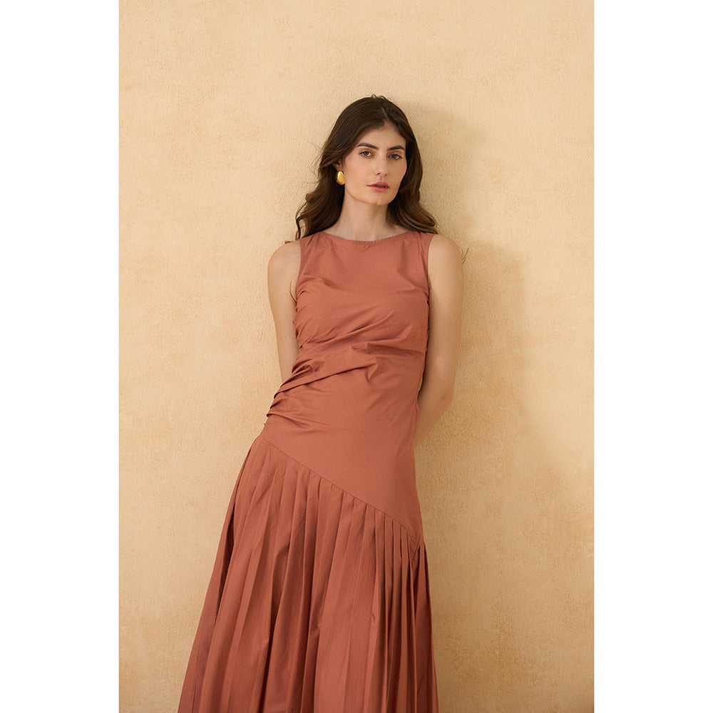 RITIKA GUPTA Rust Glow Tides Dress