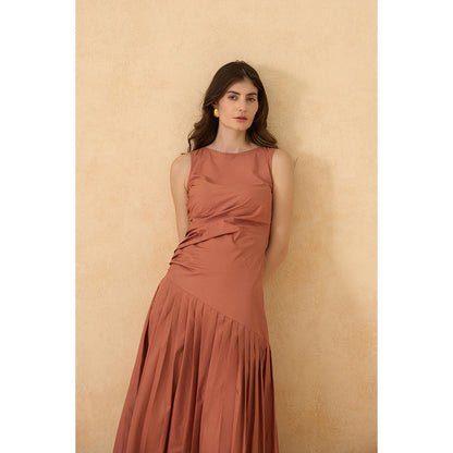 RITIKA GUPTA Rust Glow Tides Dress