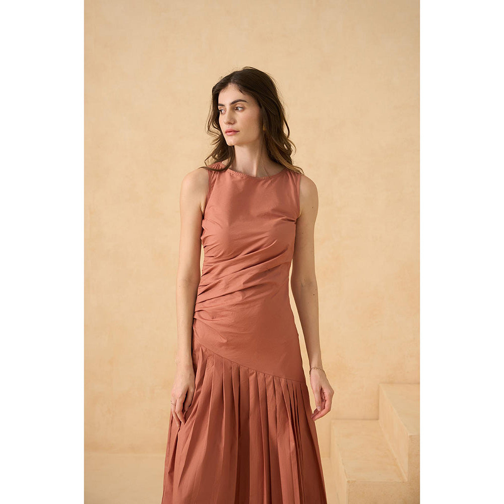 RITIKA GUPTA Rust Glow Tides Dress
