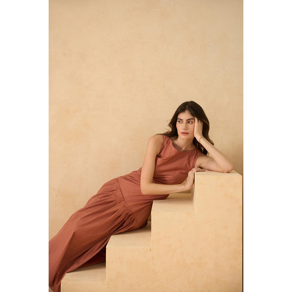 RITIKA GUPTA Rust Glow Tides Dress