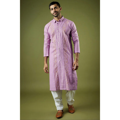 Ritambh by Rishi & Sachin Lilac Cotton Lurex Block Printed Kurta