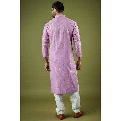 Ritambh by Rishi & Sachin Lilac Cotton Lurex Block Printed Kurta