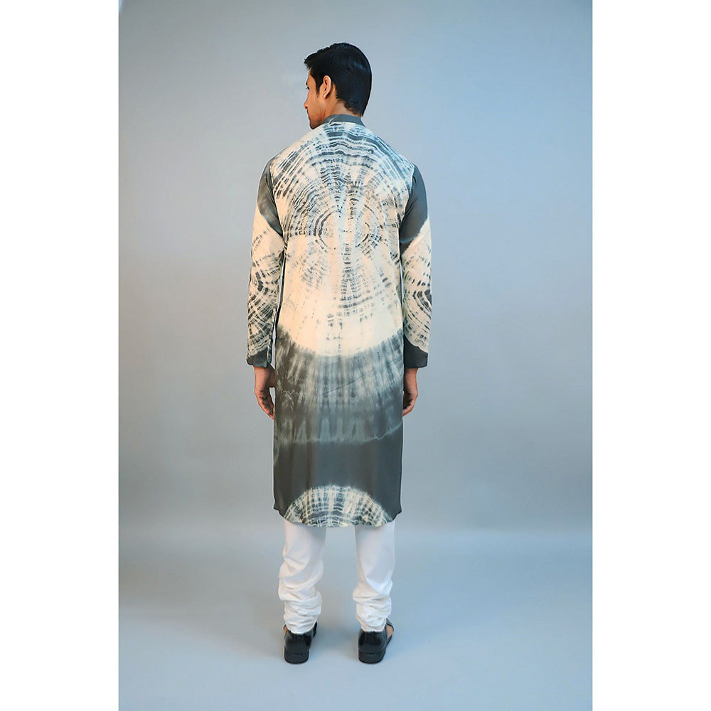 Ritambh by Rishi & Sachin Dark Green Modal Silk Tie-Dye Kurta