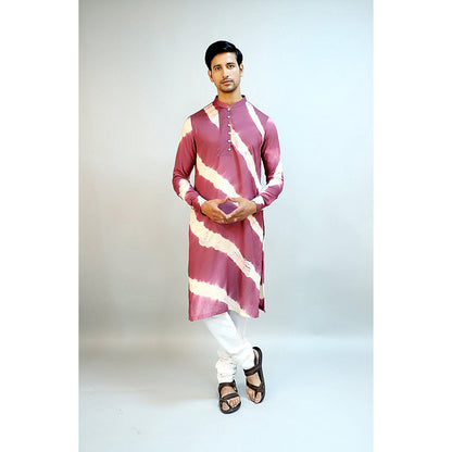 Ritambh by Rishi & Sachin Wine Modal Silk Tie-Dye Kurta