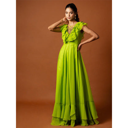 Ritambh by Rishi & Sachin Green Rosa Gown