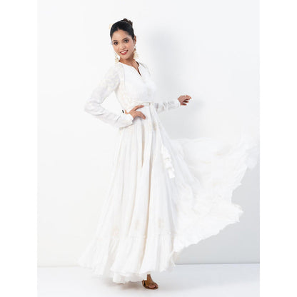 Ritambh by Rishi & Sachin Rosa Chandrika White Gown