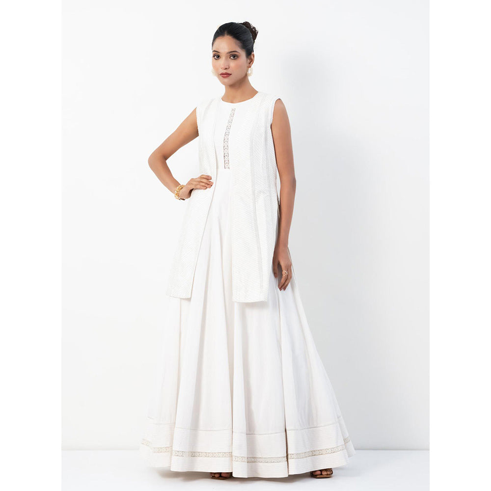 Ritambh by Rishi & Sachin Rosa Chandrika White Gown with Jacket