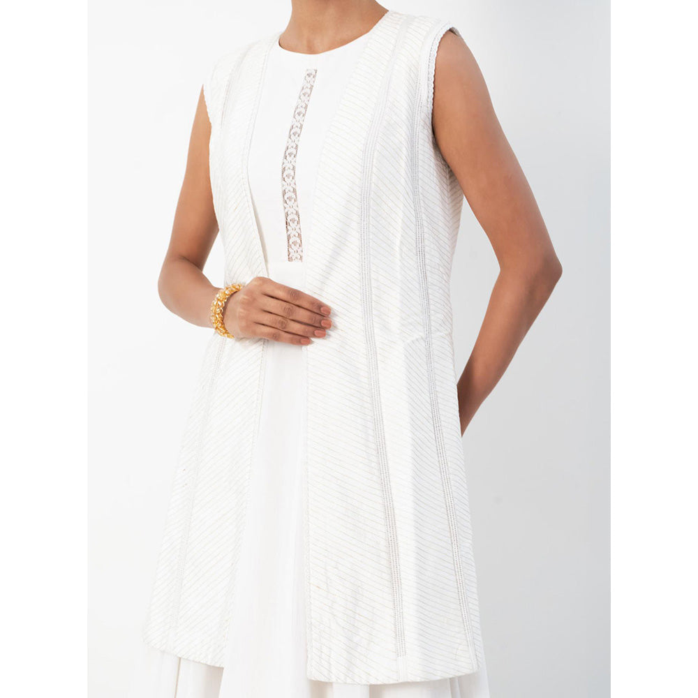 Ritambh by Rishi & Sachin Rosa Chandrika White Gown with Jacket